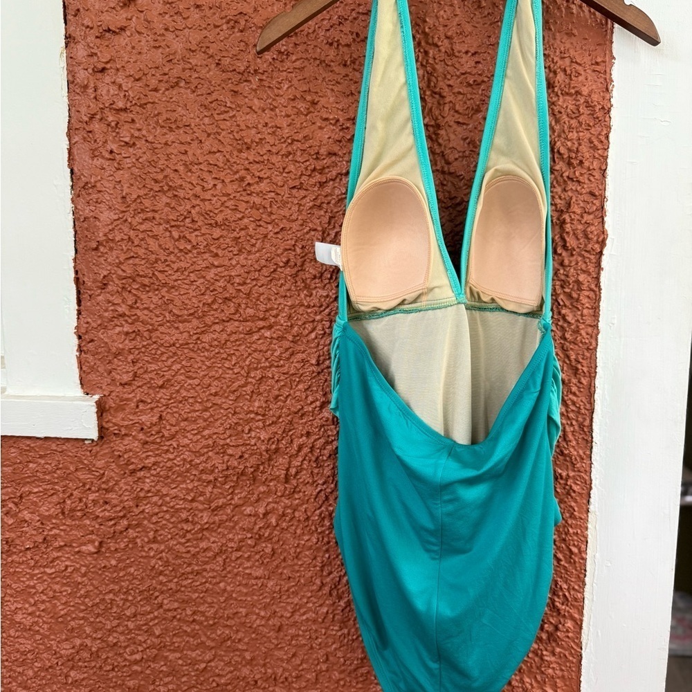 Women’s Marigo Teal Blue Halter One Piece Swim Suit Size 12 - Picture 2 of 5